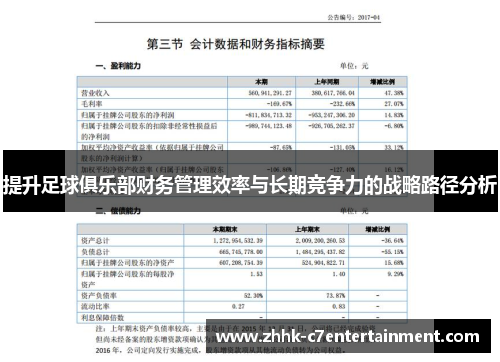提升足球俱乐部财务管理效率与长期竞争力的战略路径分析